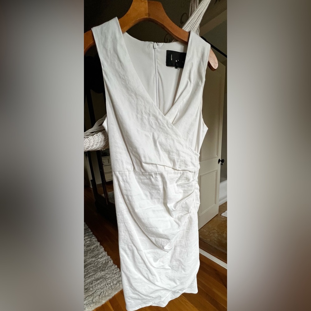 Nicole Miller White Ruched Wiggle Dress